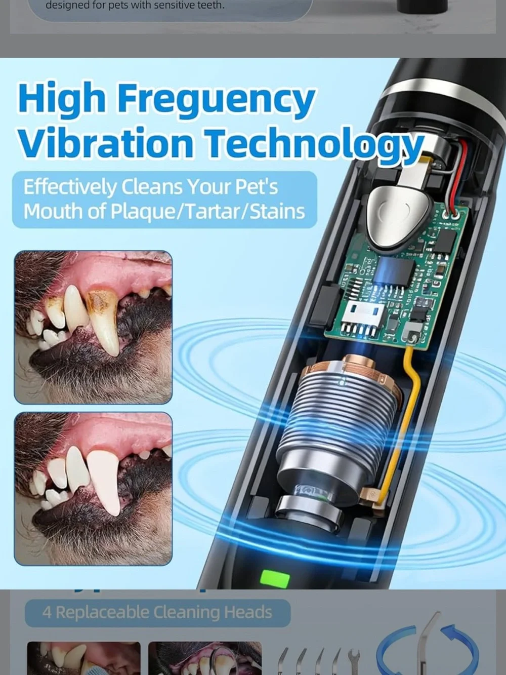 Dog Dental Cleaner Kit Electric Plaque Remover - Black